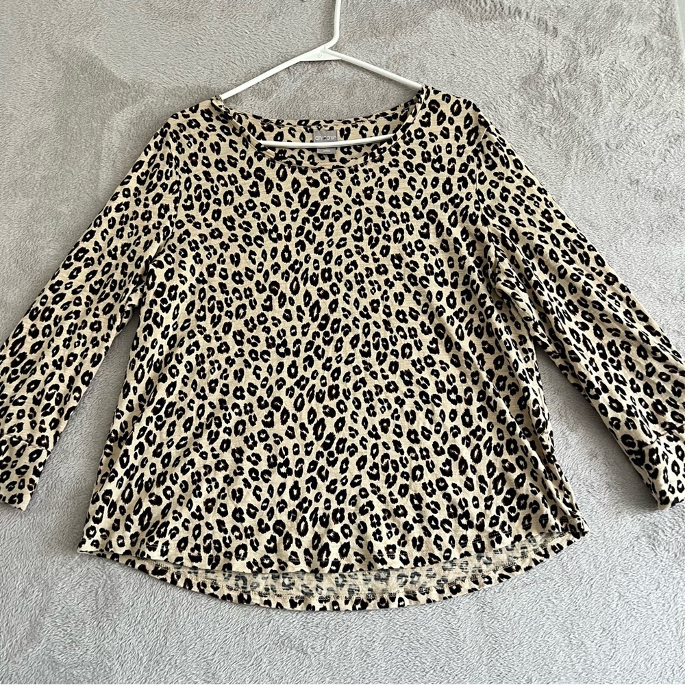Chico's Top Blouse Women's‎ size 2 US Large Animal Leopard Print MobWife Boho